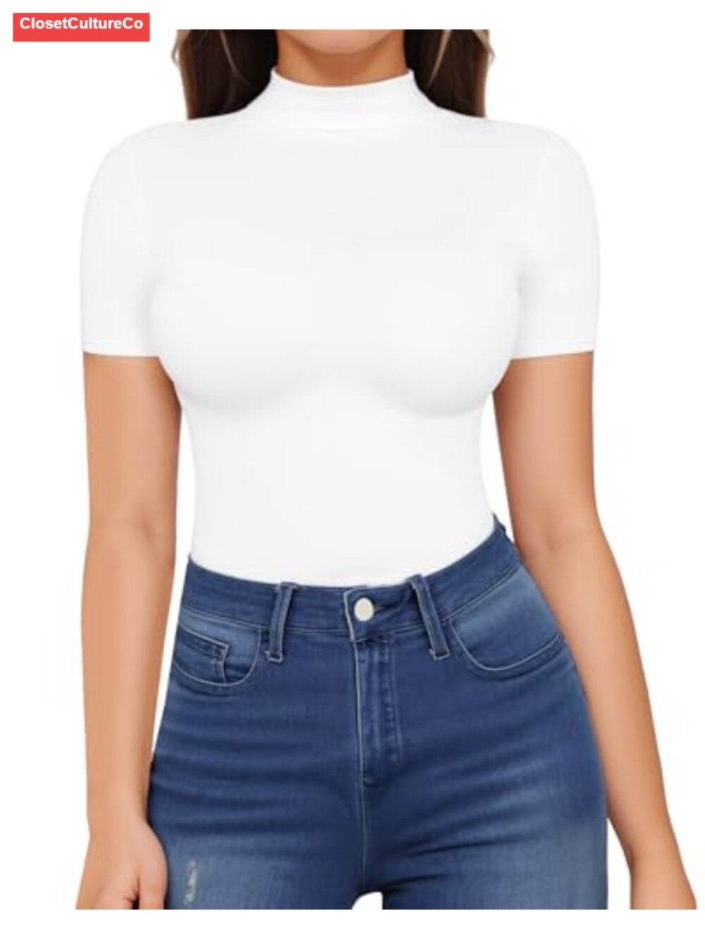 Women's Mock Neck Short Sleeve Slim Fit Modal T-Shirt Casual Summer Top